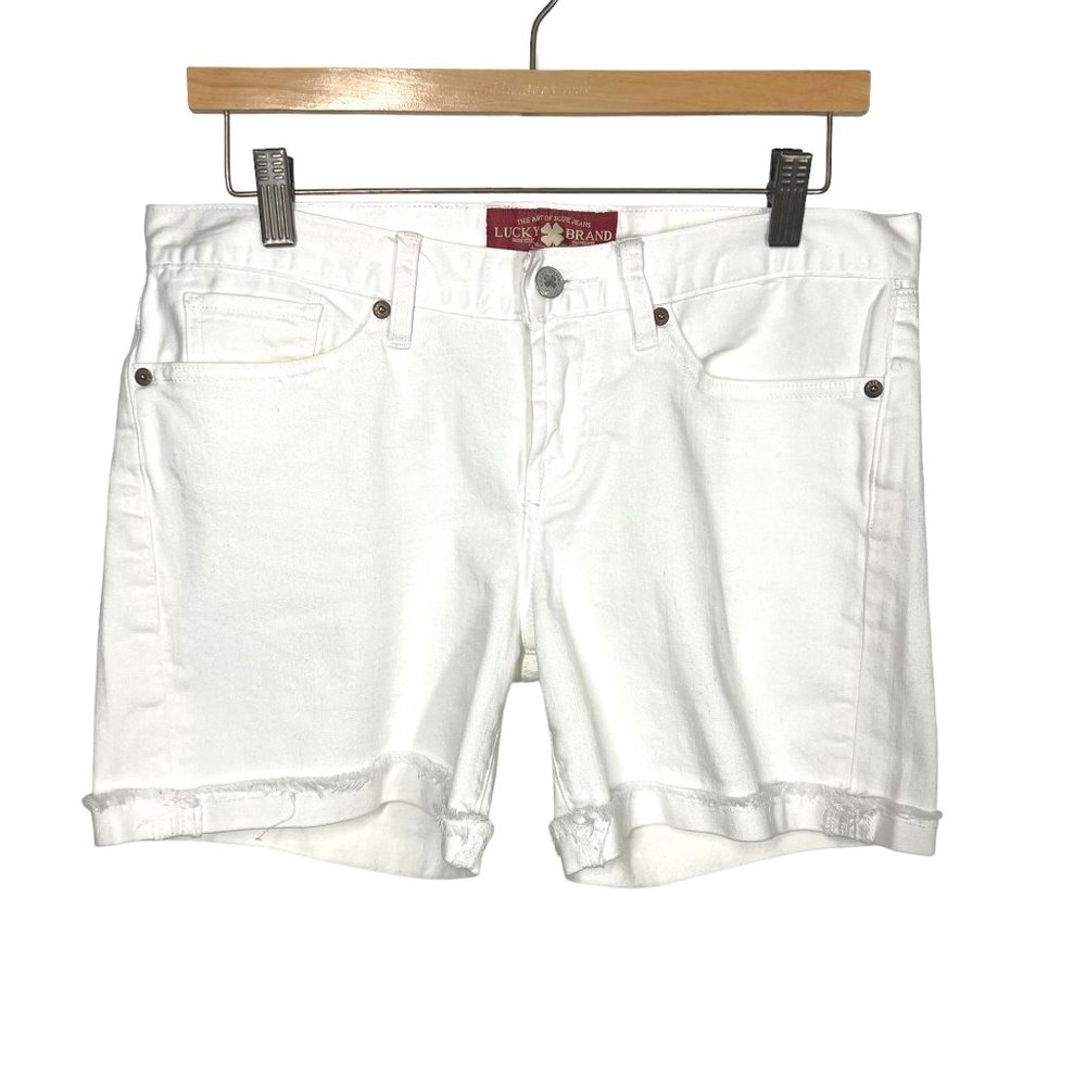 Lucky White Abbey Double Roll Mid Rise Denim Shorts 6